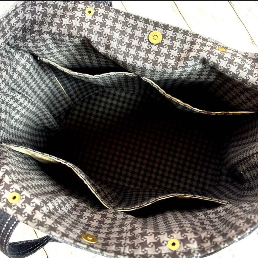 デニムリメイクトートバッグ　ショルダーバッグ　❤️２way ブラックデニム