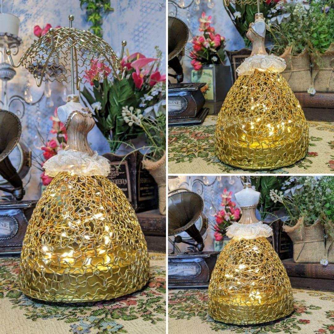 素敵に飾れるアクセサリースタンド ドレスアップトルソー 電飾付 アンティーク