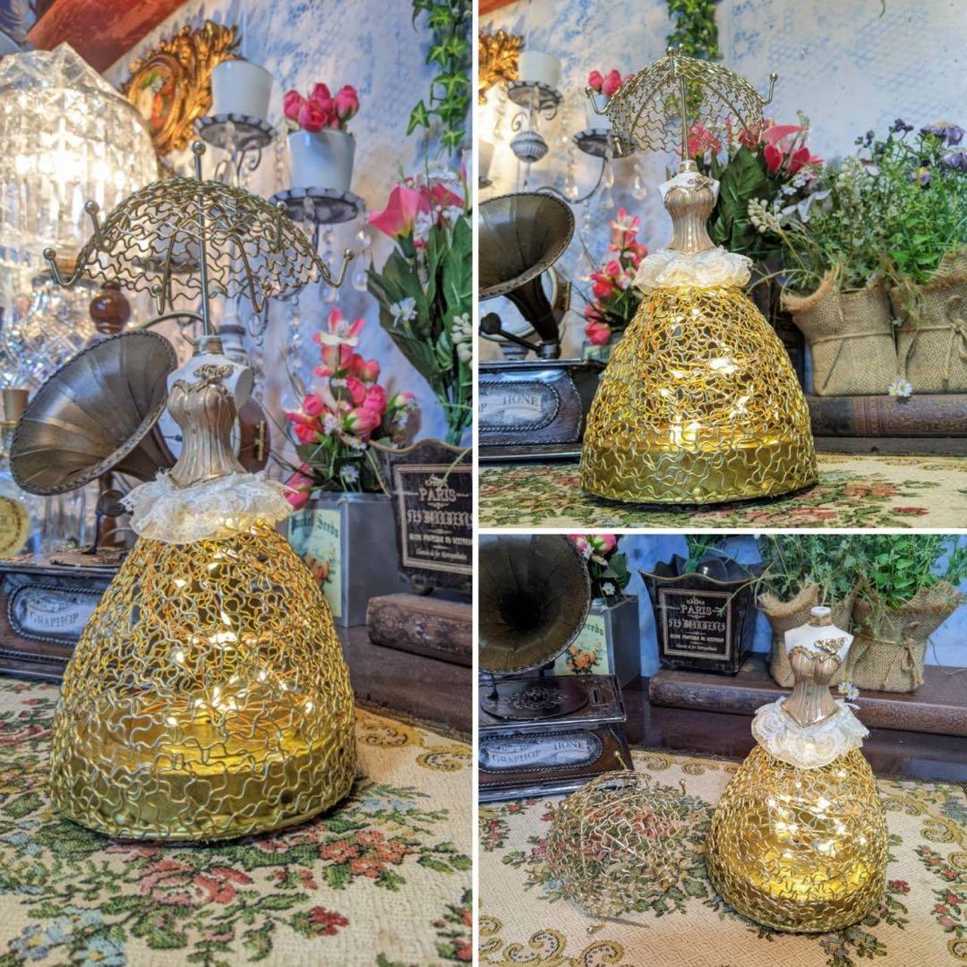 素敵に飾れるアクセサリースタンド ドレスアップトルソー 電飾付 アンティーク