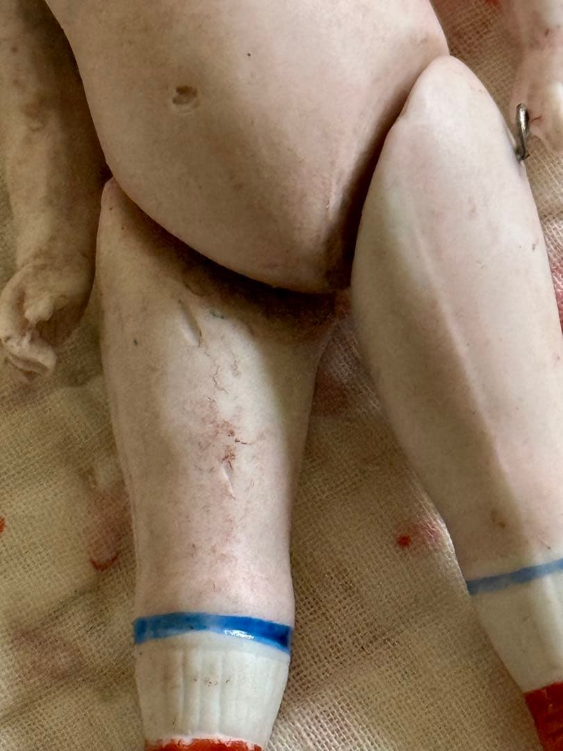 アンティーク　ミニョネット　ドール　ピンクのリボンの女の子