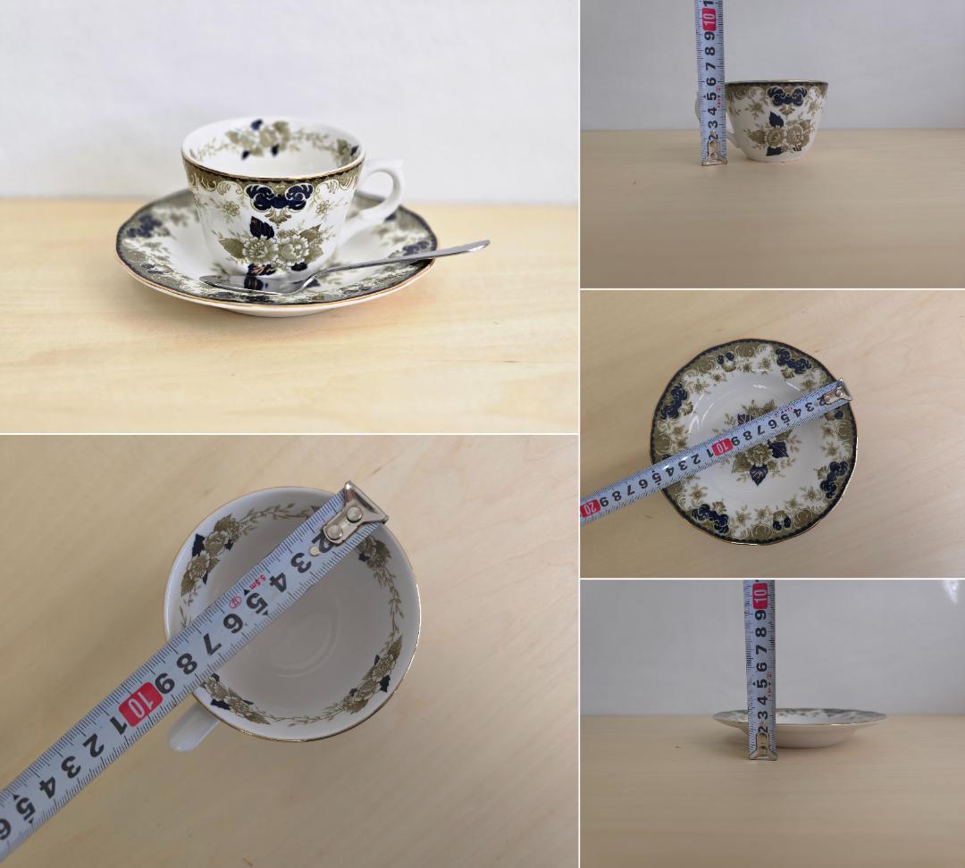 M▽ニッコー 金彩 牡丹 ポット カップ＆ソーサー 湯呑み 箱付 (38305)