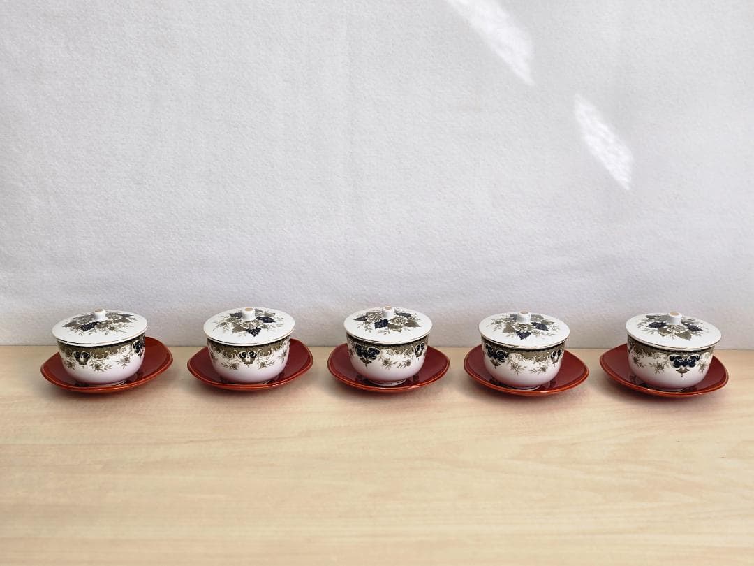 M▽ニッコー 金彩 牡丹 ポット カップ＆ソーサー 湯呑み 箱付 (38305)