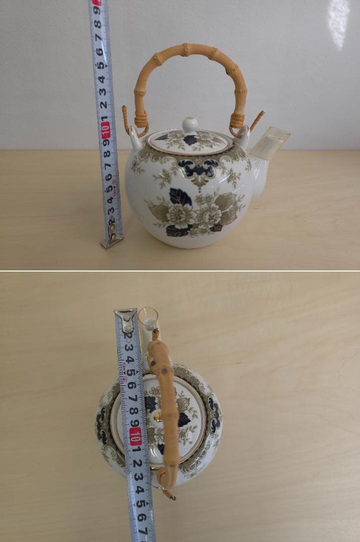 M▽ニッコー 金彩 牡丹 ポット カップ＆ソーサー 湯呑み 箱付 (38305)