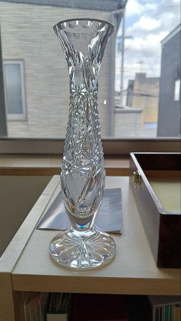 BOHEMIAクリスタルガラス花瓶 カットデザイン 約25cm