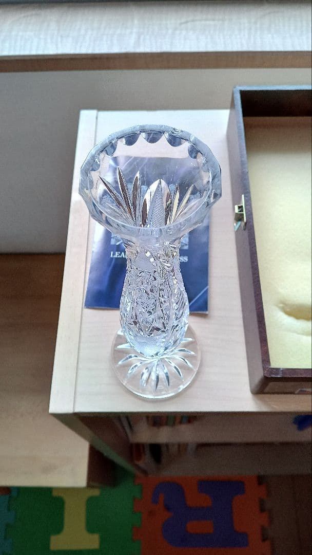 BOHEMIAクリスタルガラス花瓶 カットデザイン 約25cm