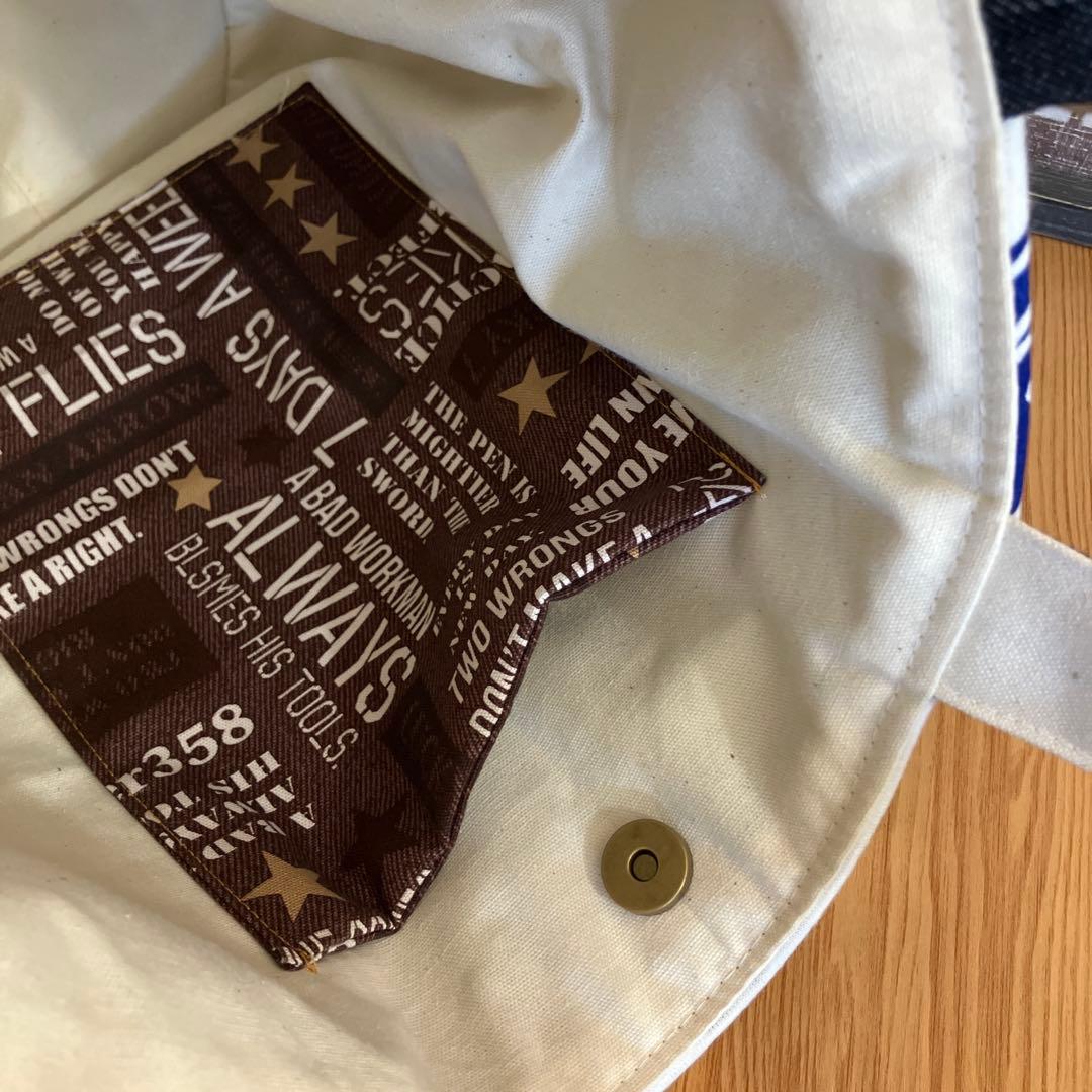 ハンドメイドバックデニムリメイクパッチワーク丸底トートバック♡スイーツとフレブル