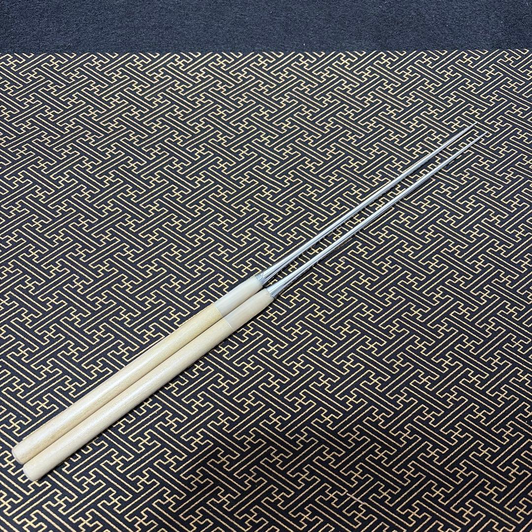 プロ用 ステンレス盛箸 165mm 白茶水牛柄