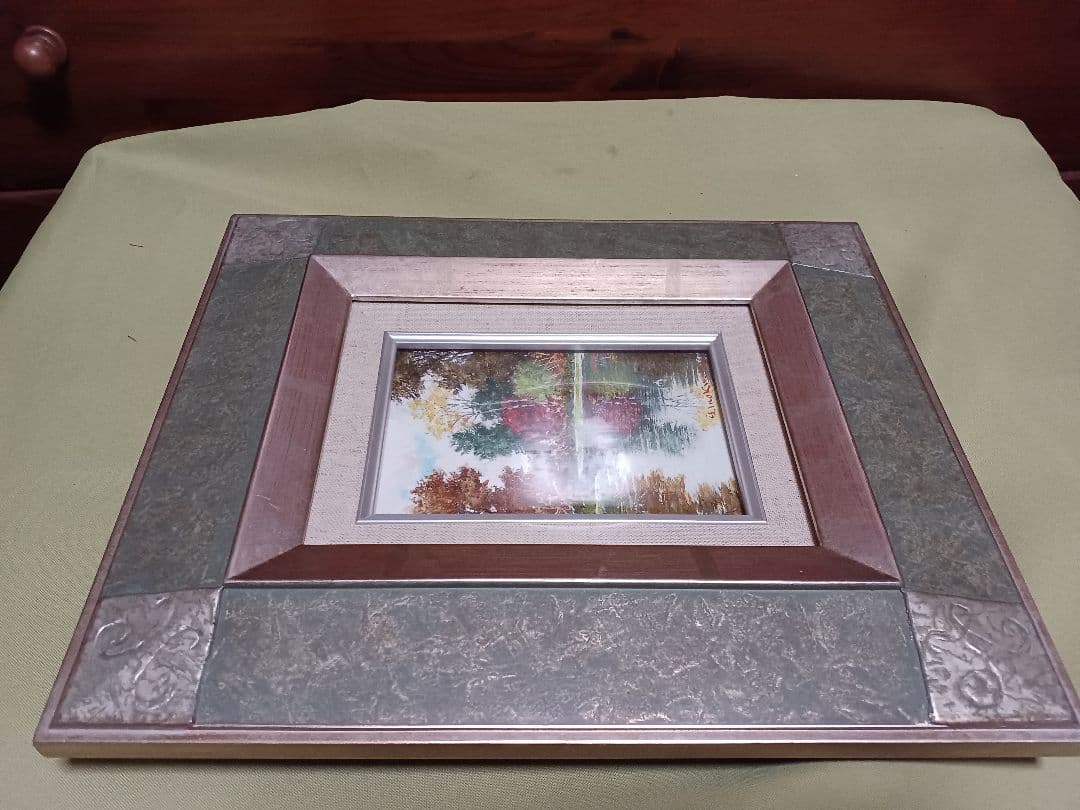 井口由多可 『湖畔の秋』　油彩　F0号　美品　　一枚の絵　現代洋画精鋭選抜展金賞