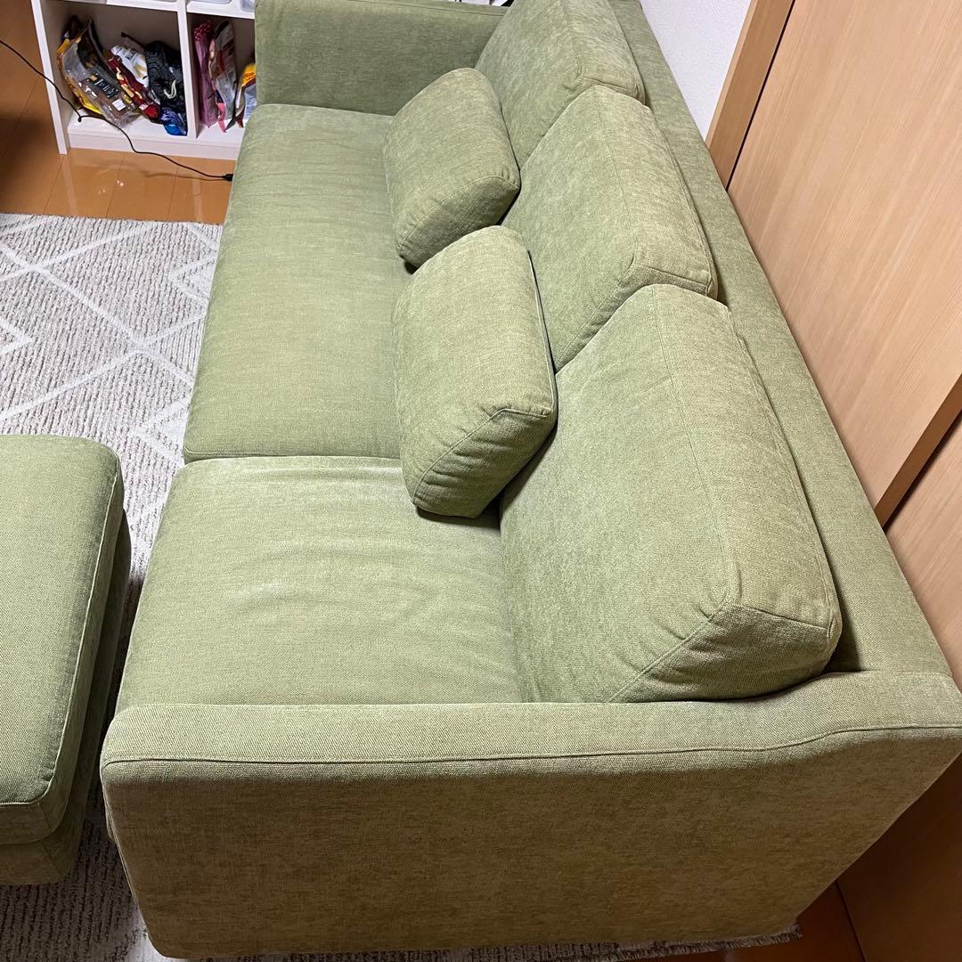 2/21まで estic 3人掛けソファ オットマンセット 日本製