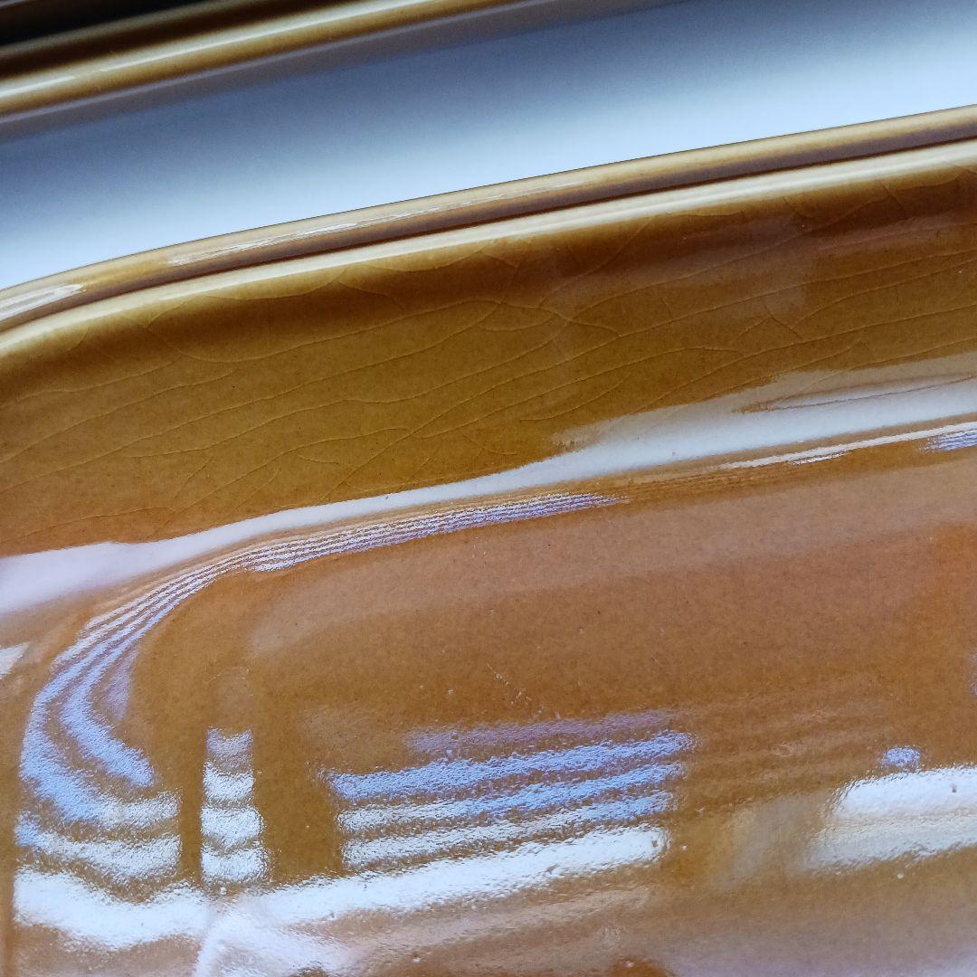 稀少　ノリタケ　ストーンウエア　大きめ長皿　3枚　ヴィンテージ　K.K　ブラウン