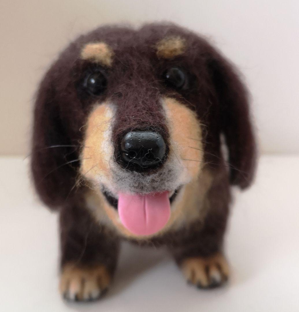 ミニチュアダックスフンド◆ハンドメイド　羊毛フェルト　犬　お座り　36cm