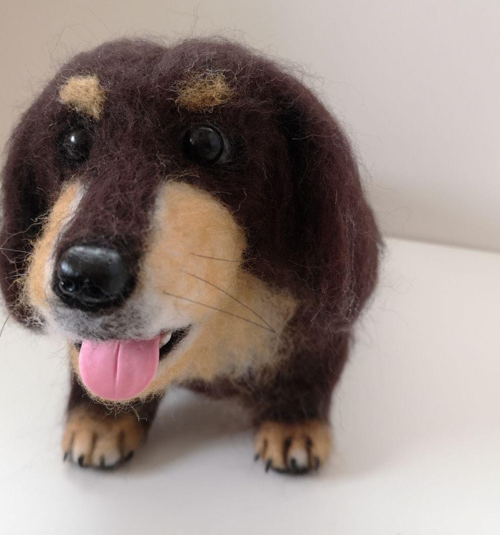 ミニチュアダックスフンド◆ハンドメイド　羊毛フェルト　犬　お座り　36cm