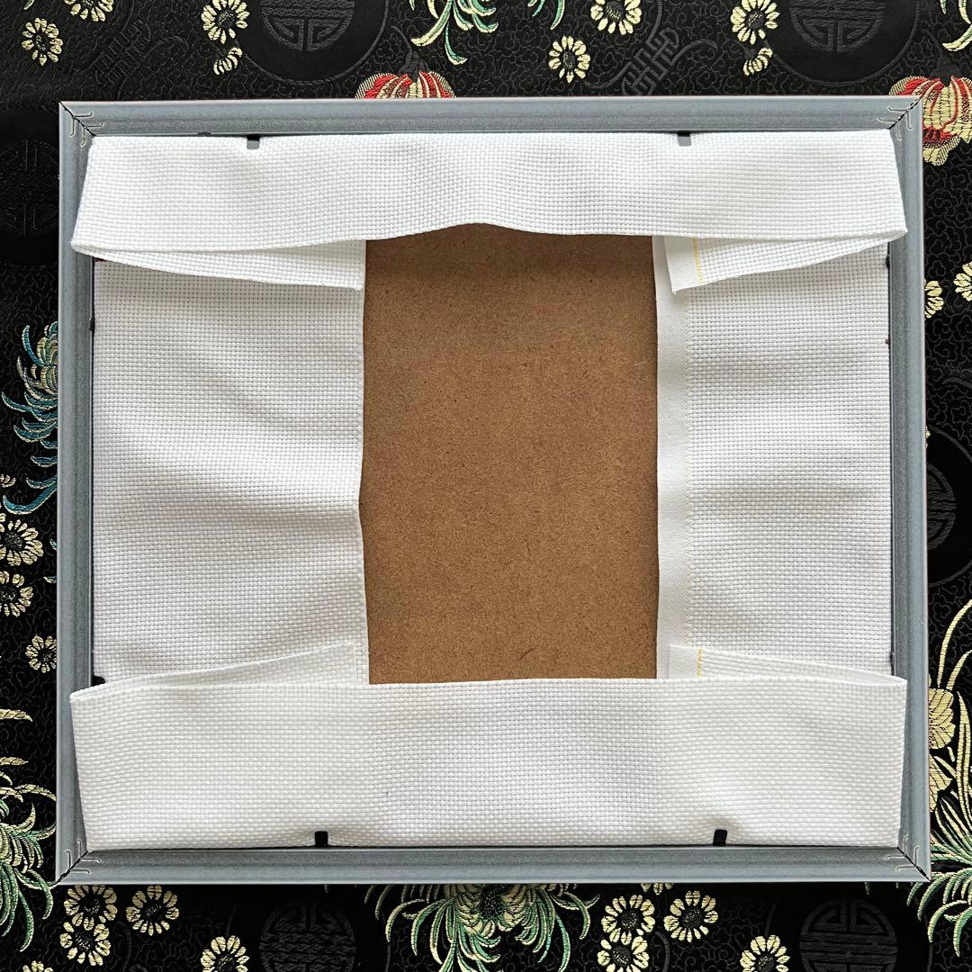 【完成品】クロスステッチ　桃の花とお雛様