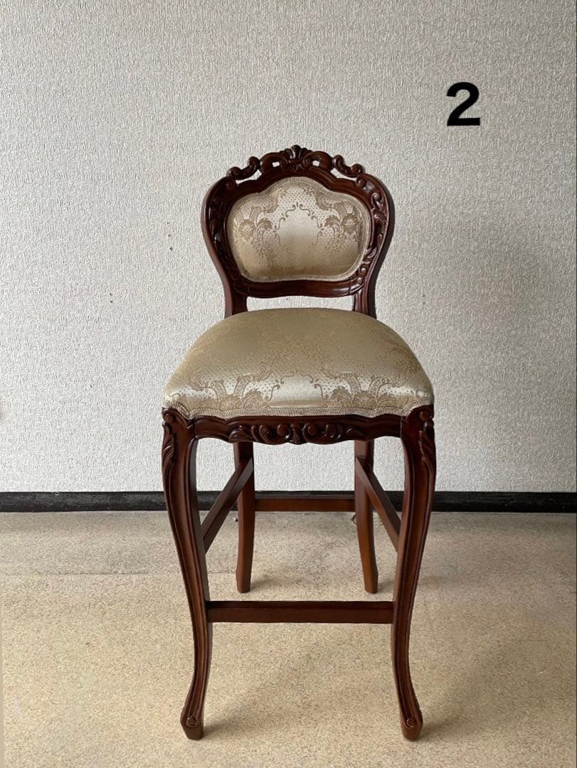 アンティーク カウンターチェア ダマスク柄 ハイチェア バロック調 バースツール
