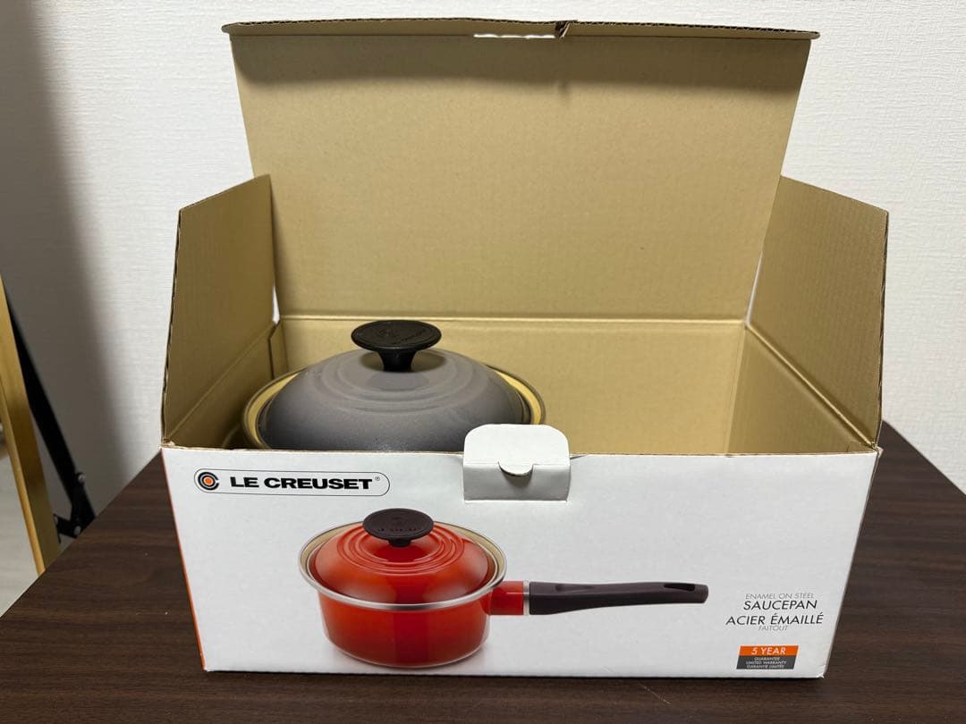 【値下げ】【箱あり(写真要確認)】LE CREUSET 片手鍋 グレー16cm