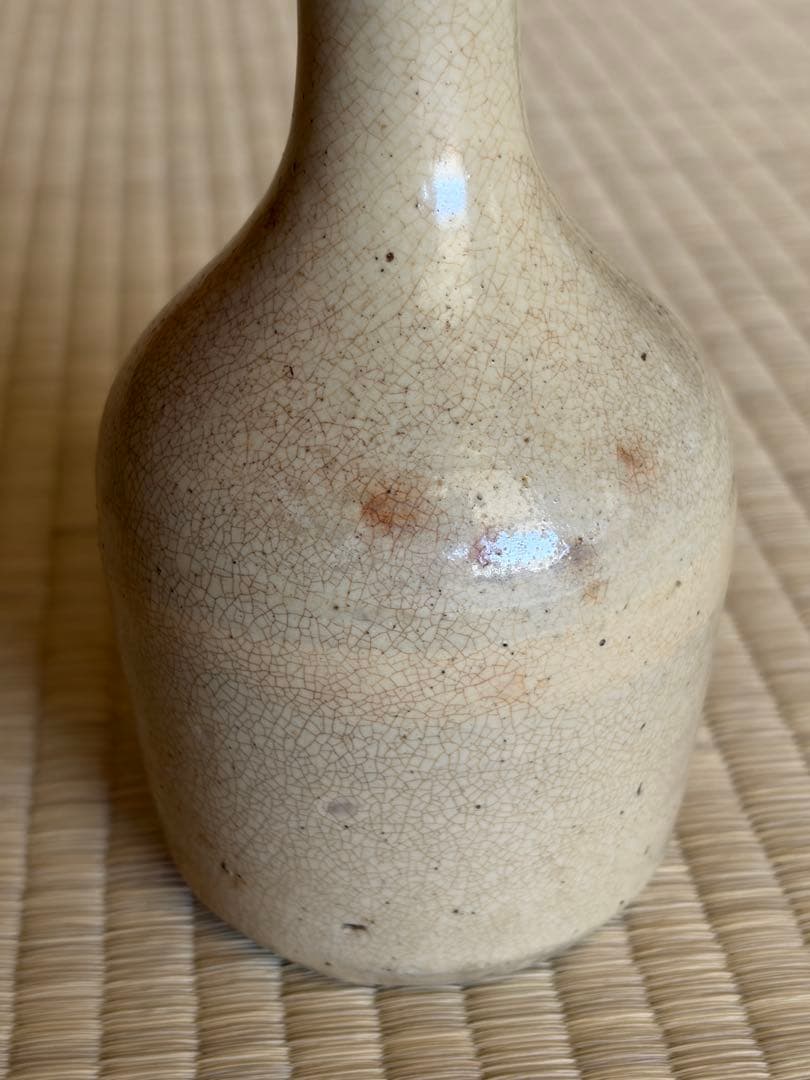 琉球 壺屋焼 粉引徳利 陶器製細長瓶 専用箱付き