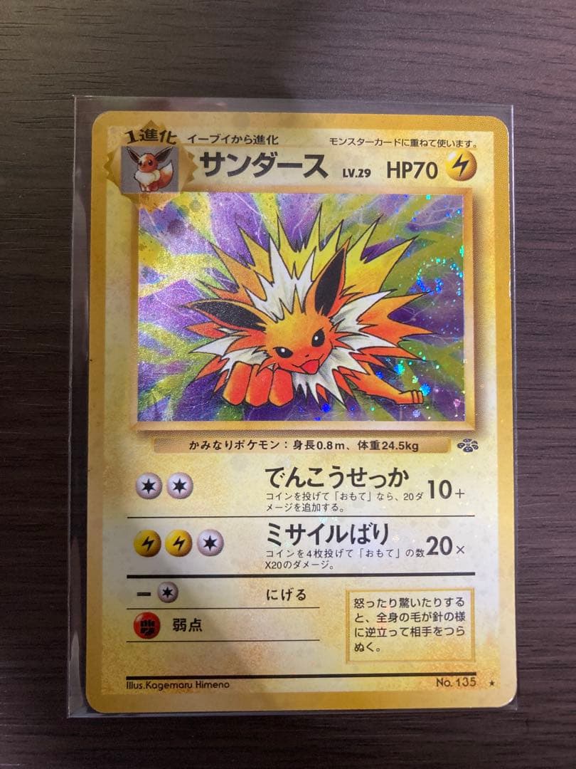 (渦巻ホロ、枠外ホロ)旧裏ポケモンカード　サンダース ★ ポケモンジャングル