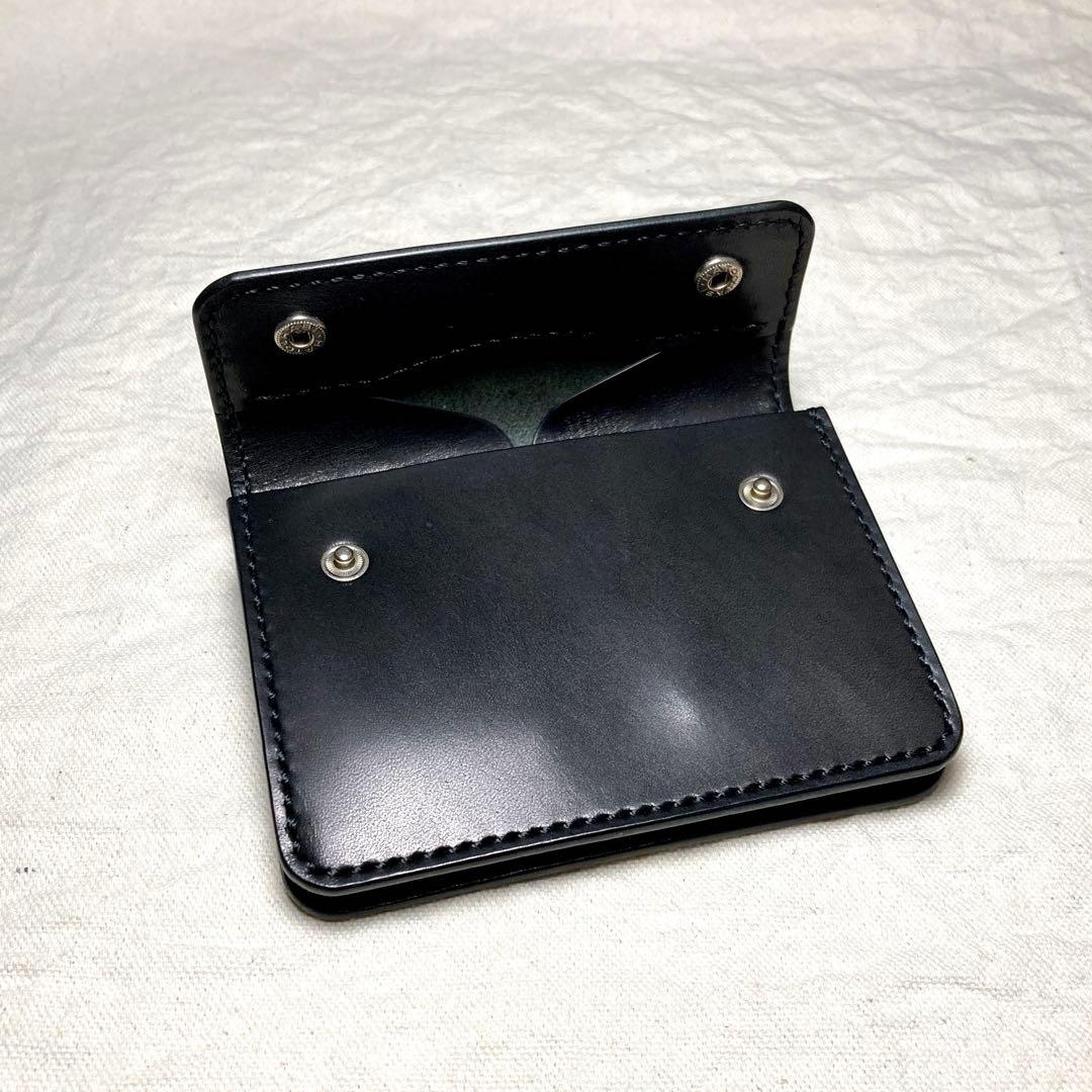 【総手縫い】栃木レザー コンパクト財布 本革 ミドルウォレット ギャルソン 黒