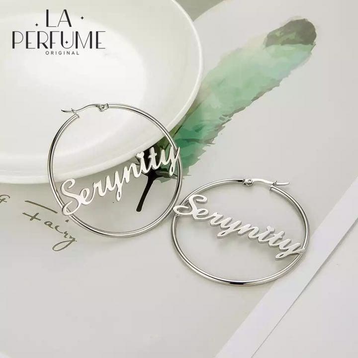 名入れ♡フープピアス✨イニシャル✨カスタムピアス 名前入り シルバー 手作り