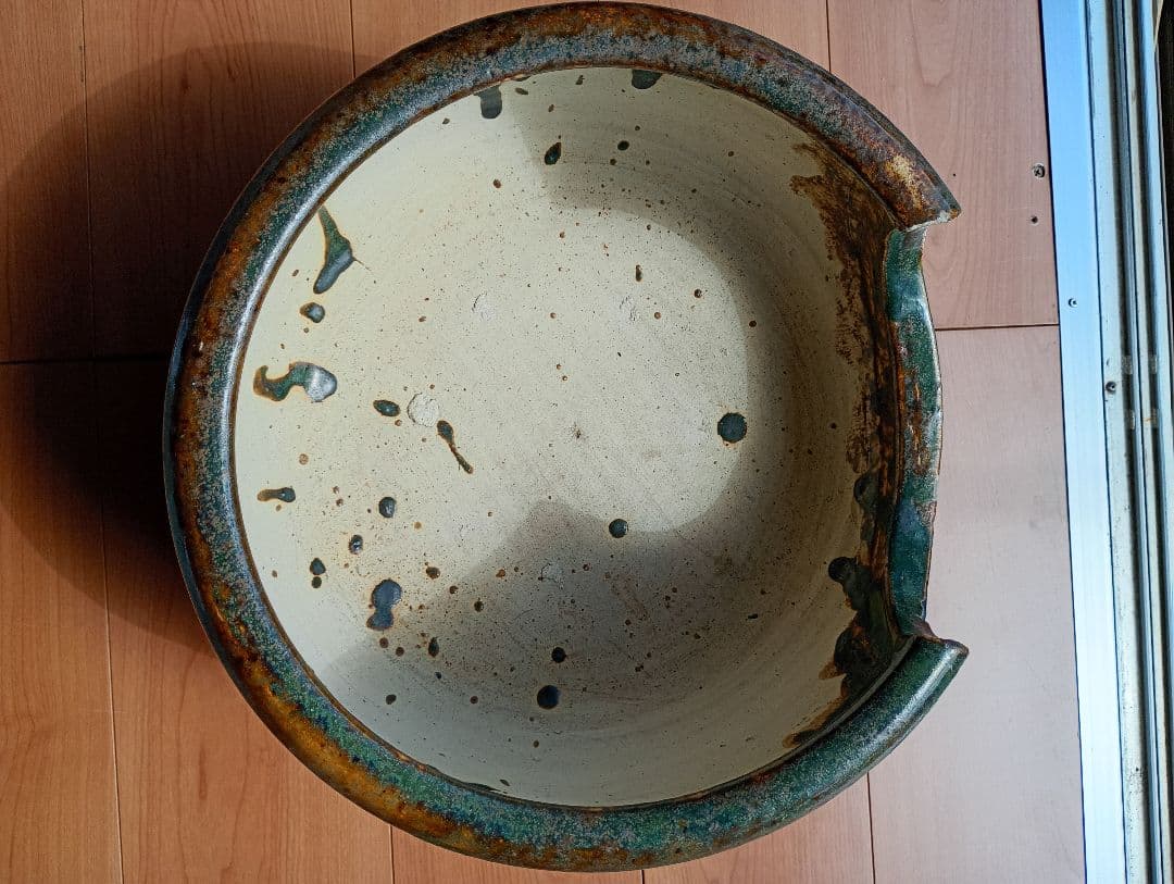 瀬戸焼　織部風炉　茶道具　骨董品　置き飾り