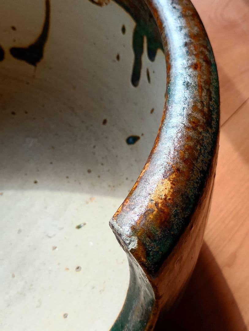 瀬戸焼　織部風炉　茶道具　骨董品　置き飾り