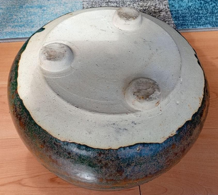 瀬戸焼　織部風炉　茶道具　骨董品　置き飾り