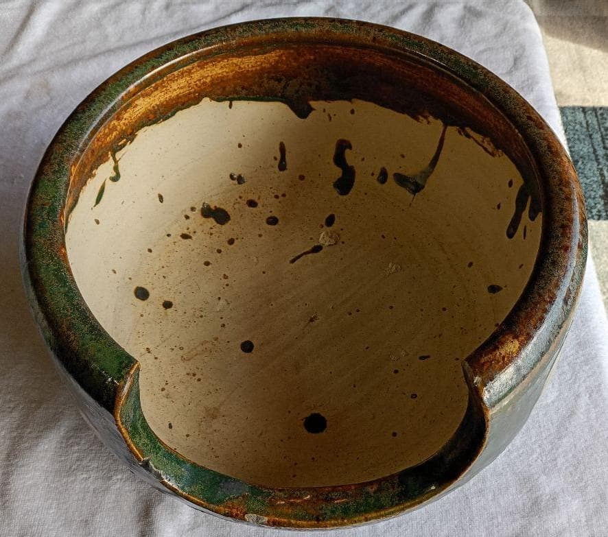 瀬戸焼　織部風炉　茶道具　骨董品　置き飾り