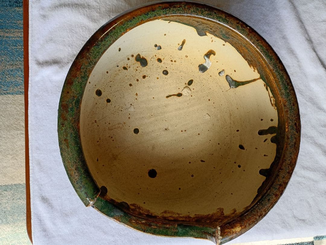 瀬戸焼　織部風炉　茶道具　骨董品　置き飾り