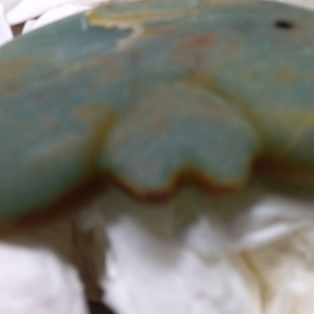 竹田城で御座います。緑色の特大円形子持勾玉　　　勾玉史料　古墳文化副葬品