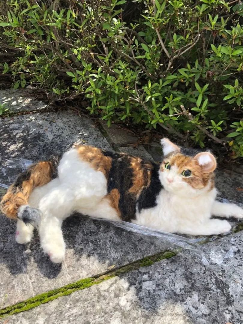 羊毛フェルト　うちの子　オーダー　ミケ猫　リアル猫　猫人形