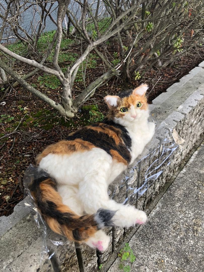 羊毛フェルト　うちの子　オーダー　ミケ猫　リアル猫　猫人形