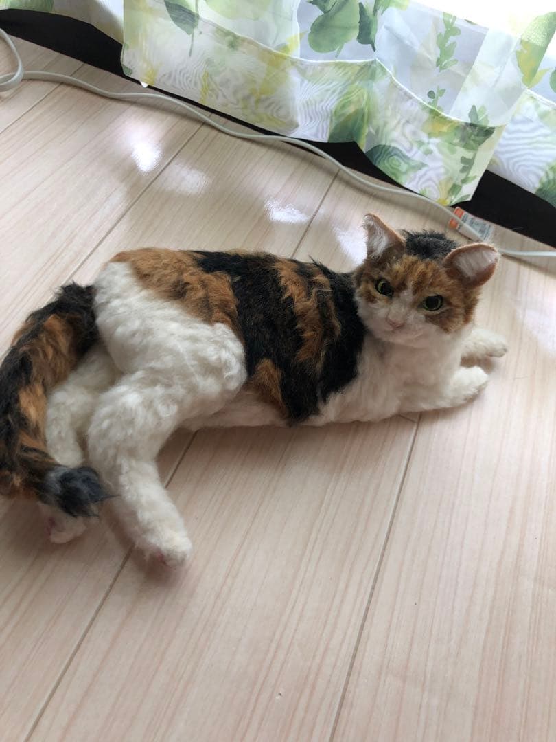 羊毛フェルト　うちの子　オーダー　ミケ猫　リアル猫　猫人形