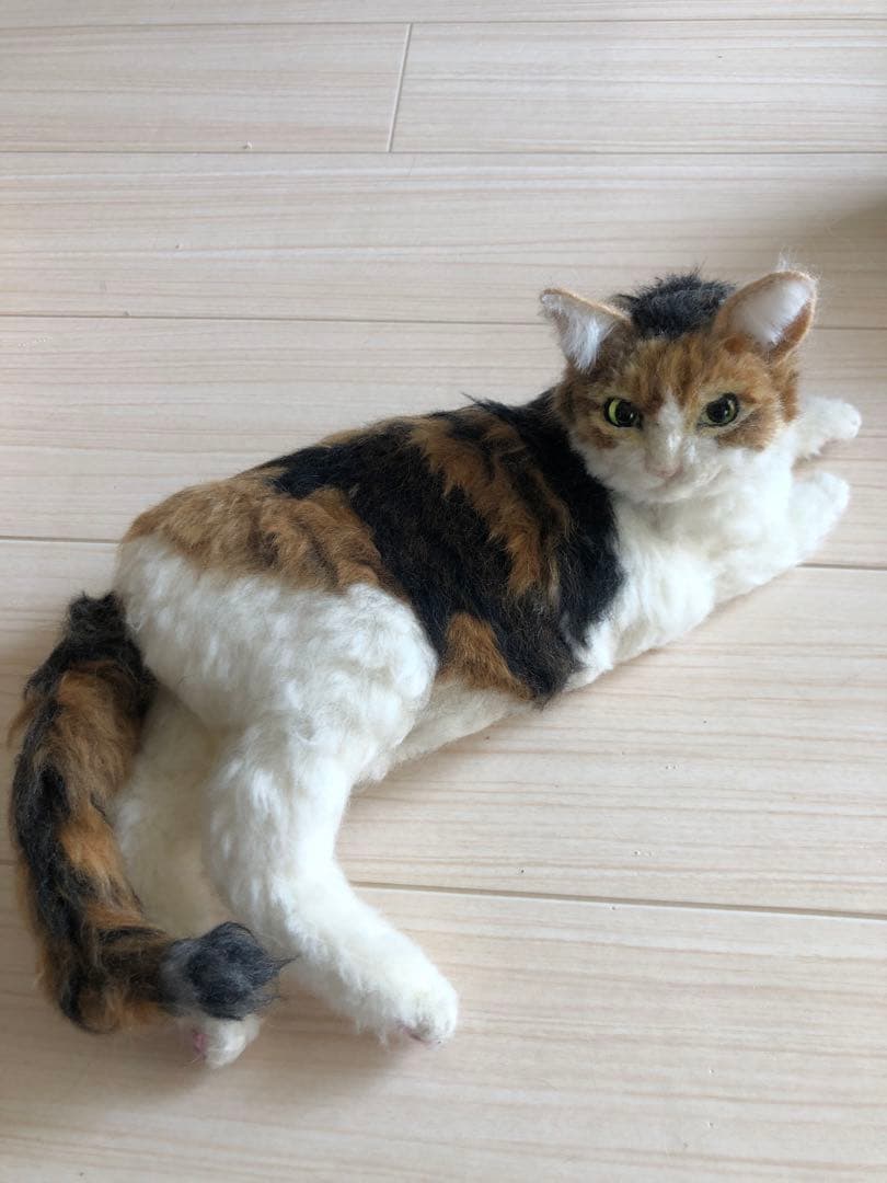 羊毛フェルト　うちの子　オーダー　ミケ猫　リアル猫　猫人形
