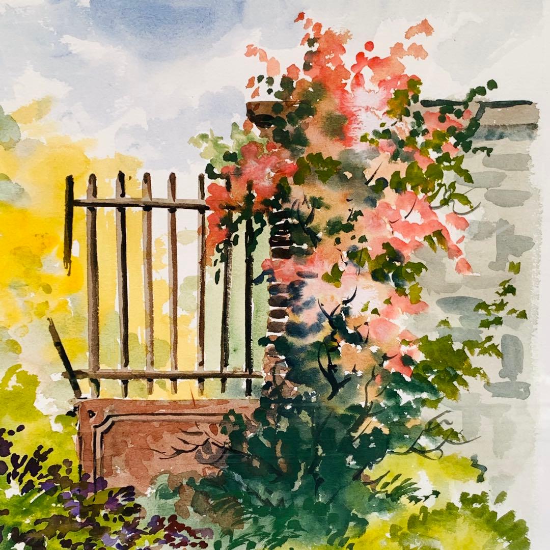 アンヌ・マリー　水彩画 「古い鉄柵II 」
