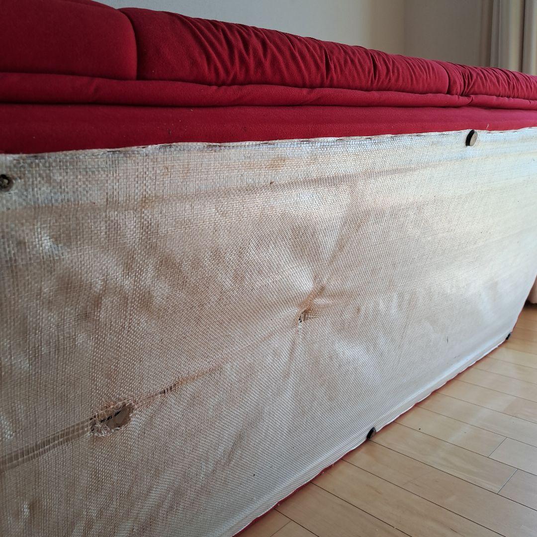 3人掛けソファ　ALEX　日本製　ハイバック　ファブリック　レッド　ローソファ