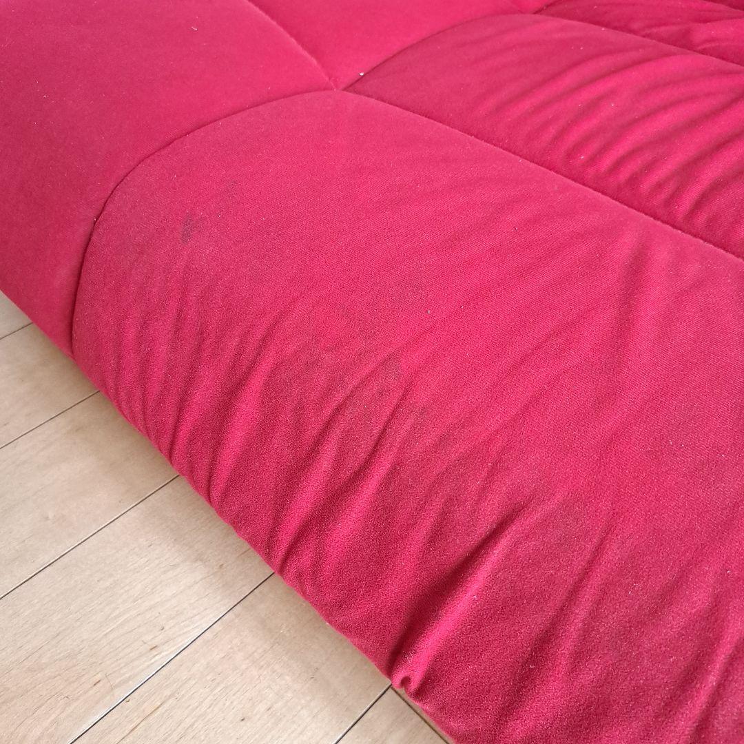 3人掛けソファ　ALEX　日本製　ハイバック　ファブリック　レッド　ローソファ