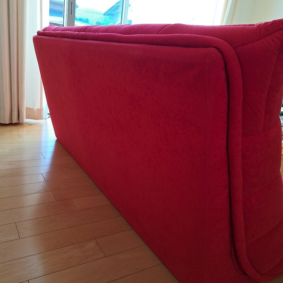 3人掛けソファ　ALEX　日本製　ハイバック　ファブリック　レッド　ローソファ