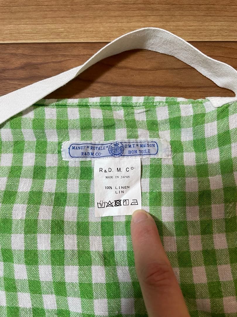 オールドマンズテーラー　リネンエプロン　ギンガムチェック