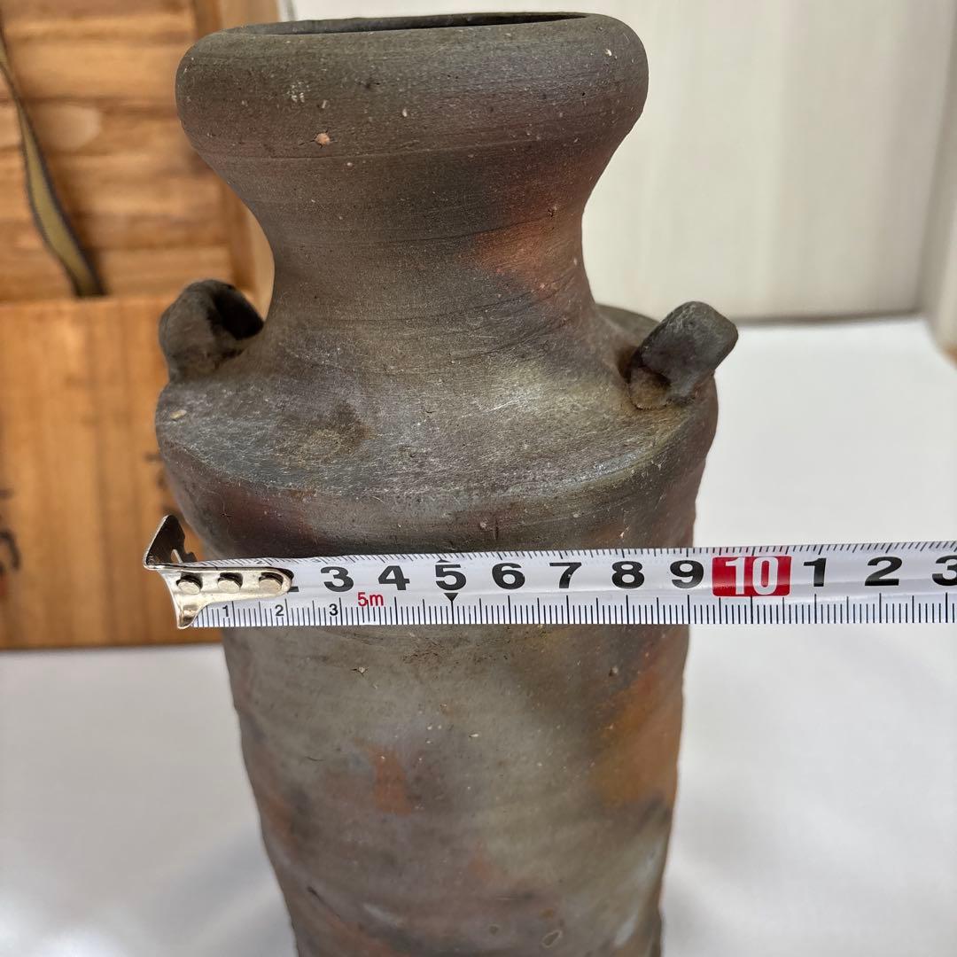 備前花入　陶器　花瓶 木箱付き