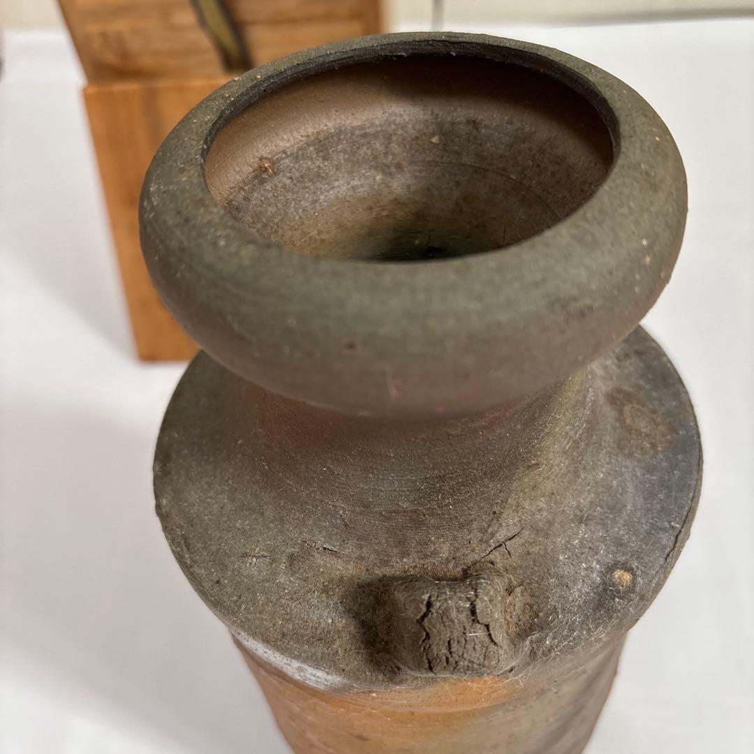 備前花入　陶器　花瓶 木箱付き