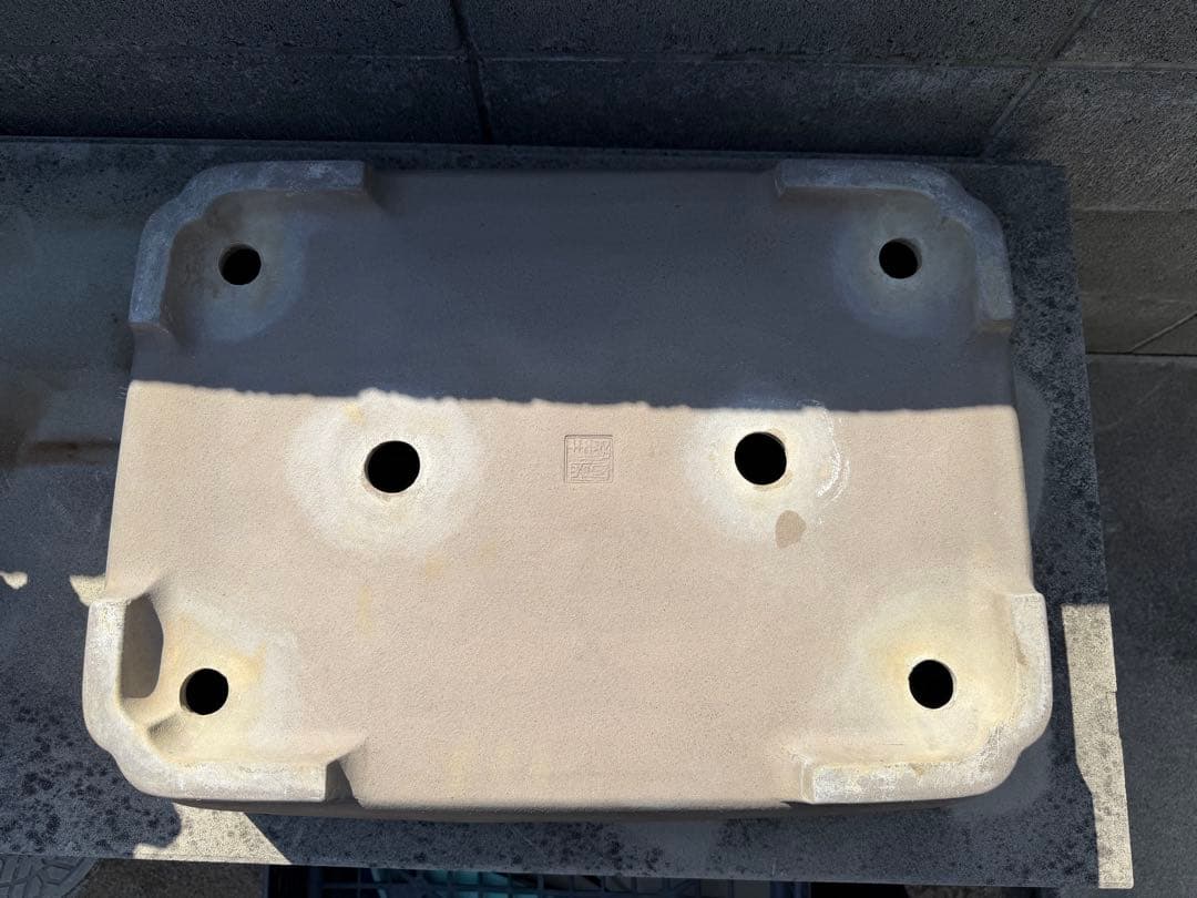 和鉢 【久田佳山】 内縁隅入長方　落款　大型サイズ　盆栽鉢