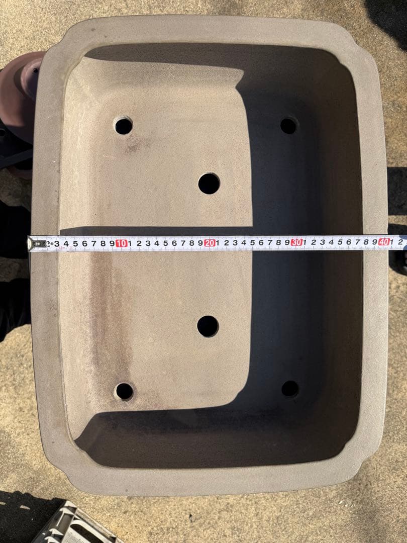 和鉢 【久田佳山】 内縁隅入長方　落款　大型サイズ　盆栽鉢