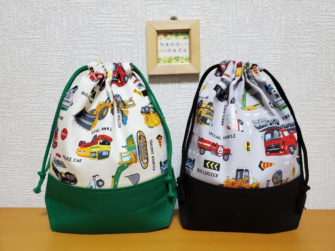 給食袋コップ入れ２枚セット   ワーキングカー’24柄