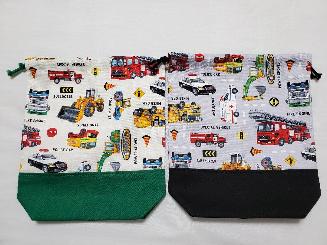 給食袋コップ入れ２枚セット   ワーキングカー’24柄