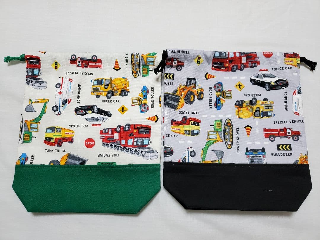 給食袋コップ入れ２枚セット   ワーキングカー’24柄