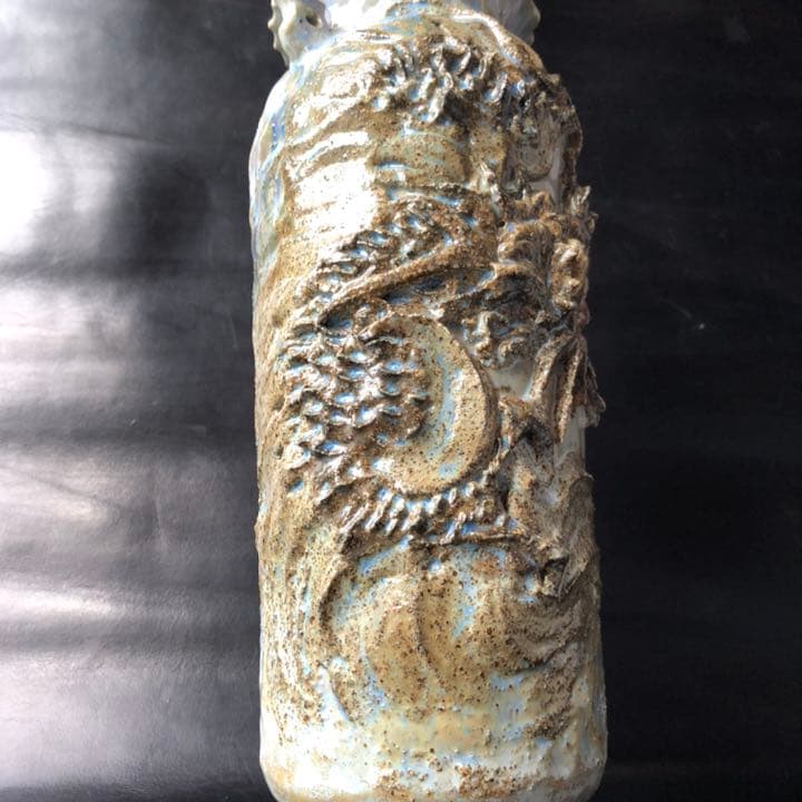 人間国宝級◆蔵から凄い龍が舞う壺が出てきた、壺、花瓶、花道具、茶道具