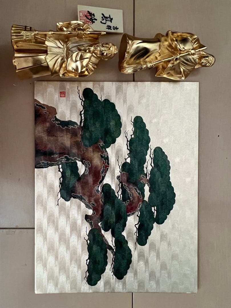 金色の高砂 日本の神像 置物 縁起物 床の間