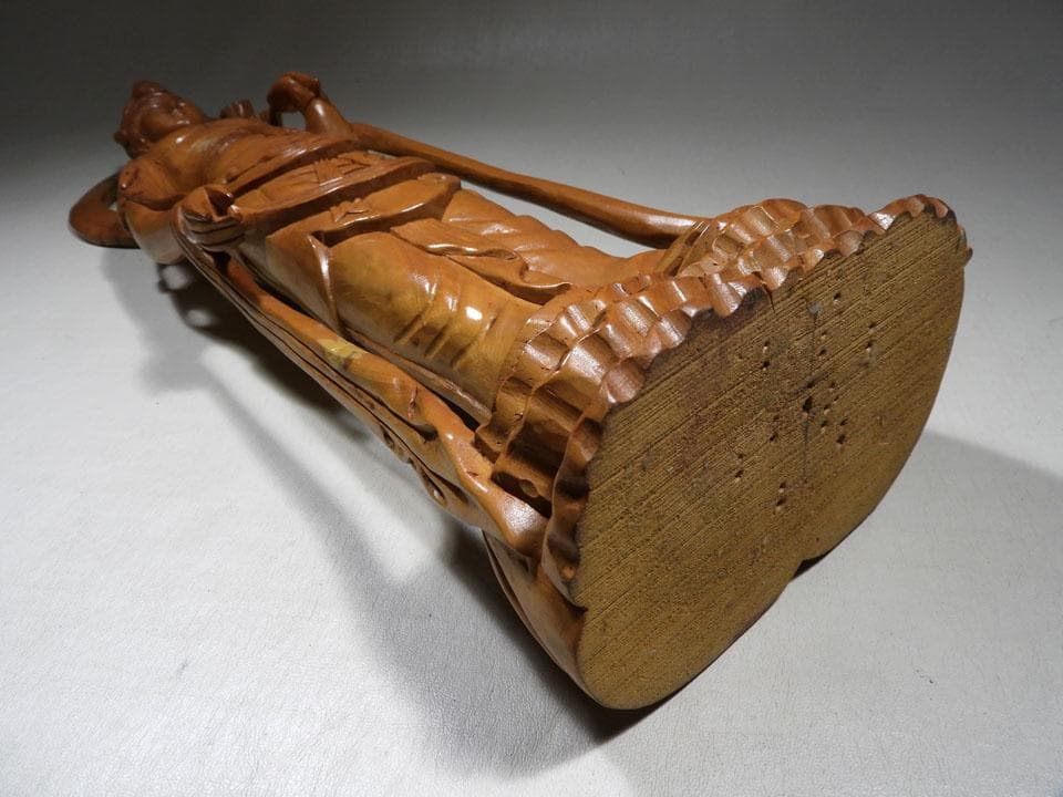 ●一刀彫 蓮花観音 仏像 立像60cm 仏教美術 東洋彫刻 オブジェ（単）