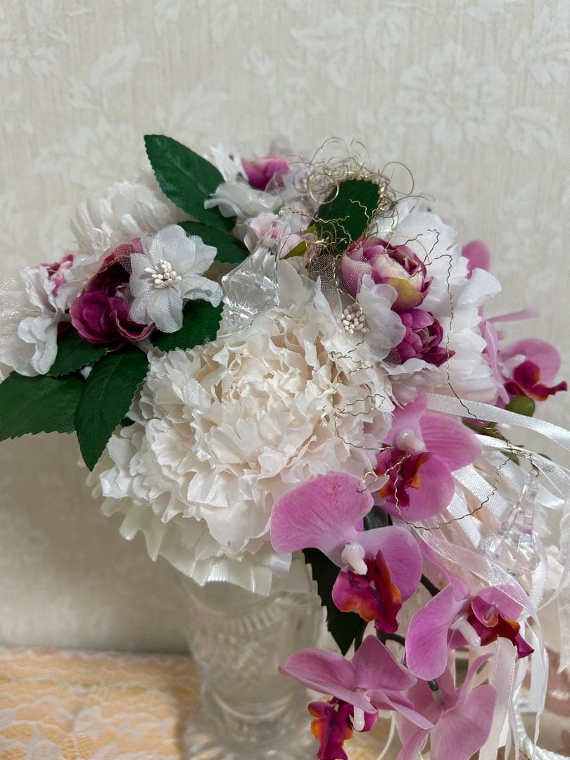 桜色のブーアレンジ　アーティフィシャルブーケ アレンジメント 花束