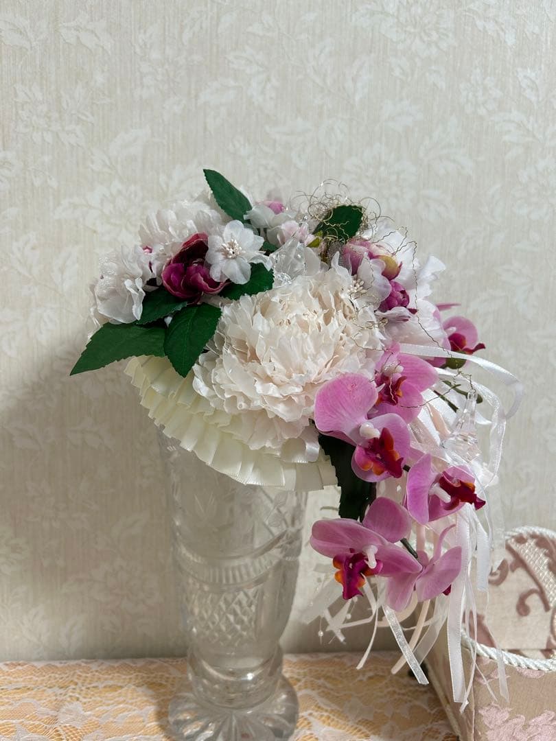 桜色のブーアレンジ　アーティフィシャルブーケ アレンジメント 花束